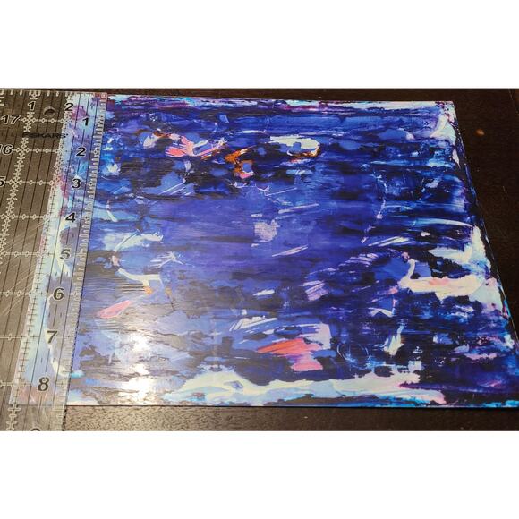 Abstract Wall Art Painting on Photo Paper by Local Artist in Purples and Blues - Picture 2 of 4